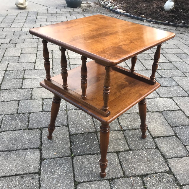 Ethan Allen Baumritter Hard Rock Maple 2 Tier End Side Table 1950’s