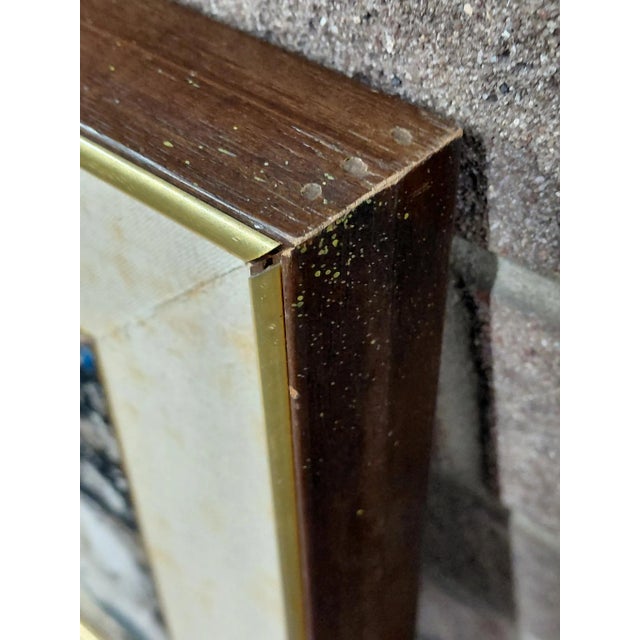 Wood Framed Signed J. Akston "Untitled" Abstract Landscape Oil on Board For Sale - Image 7 of 11