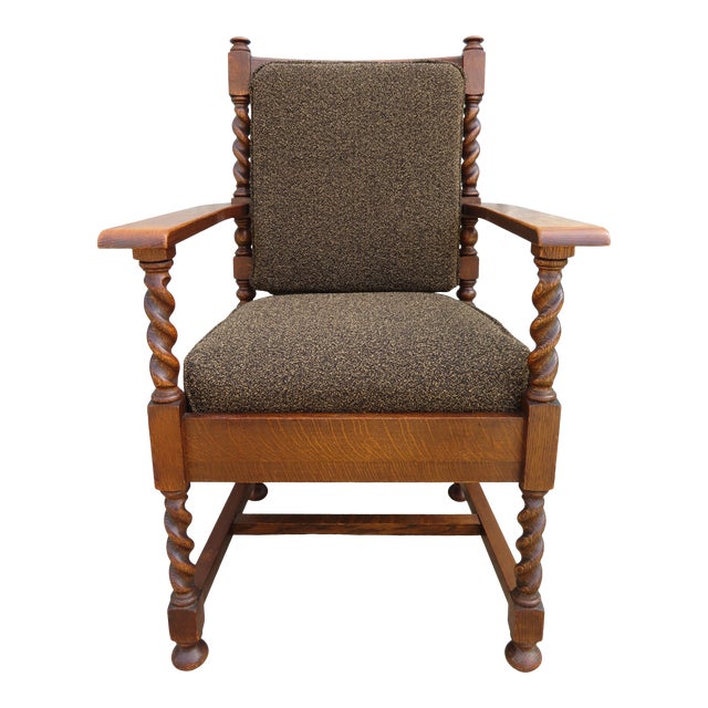 Antique Mission Oak Stickley Brothers Barley Twist Arm Chair Chairish