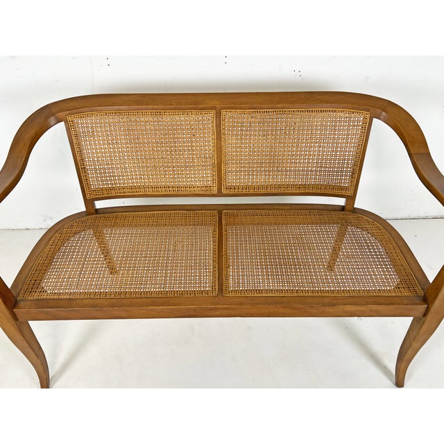 Wood C. 1950s Sinuous Bentwood Hand-Caned Settee in the Manner of Dunbar For Sale - Image 7 of 8