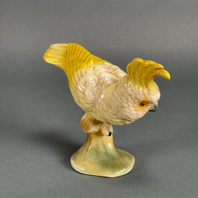 1950s Vintage 50s Mid-Century Modern Brad Keeler Yellow Art Pottery Cockatoo No. 34 For Sale - Image 5 of 13