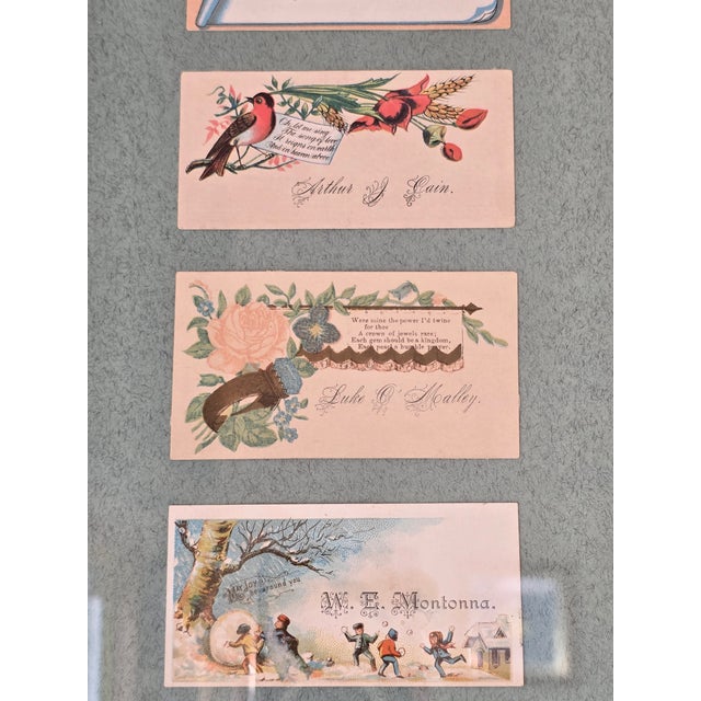 Victorian Antique 19th‑Century Calling Card Collection in Ornate Gold Frame For Sale - Image 3 of 8