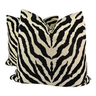 Clarence House "Boucle Zebre Noir" 22" PIllows-A Pair For Sale