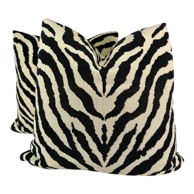 Clarence House "Boucle Zebre Noir" 22" PIllows-A Pair For Sale