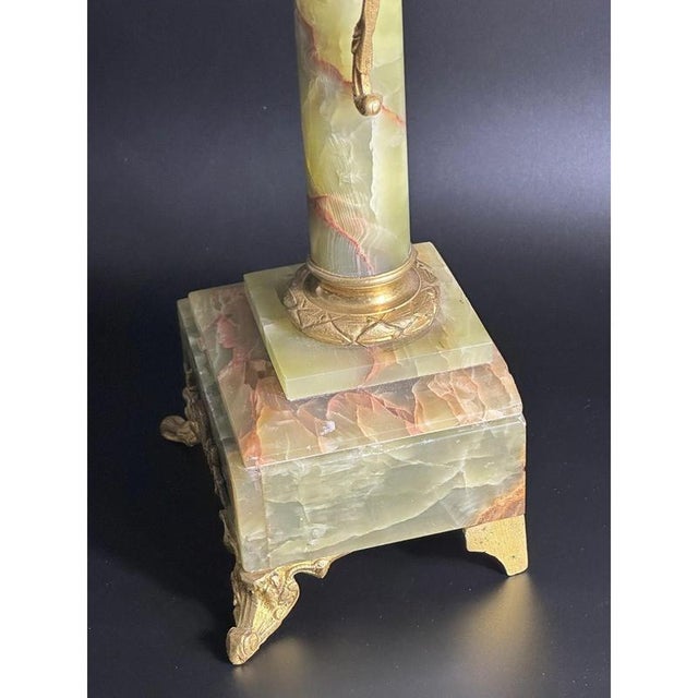 Mid-19th Century Brass 4-Arm Candelabra with Onyx Bases For Sale - Image 9 of 11