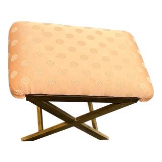 1970s Mid-Century Brass and Upholstery X-Bench/Ottoman in the Style of Weiman Lloyd For Sale