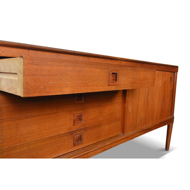 Brown 1960s Square Pull Teak Credenza by h.w. Klein #1 For Sale - Image 8 of 9