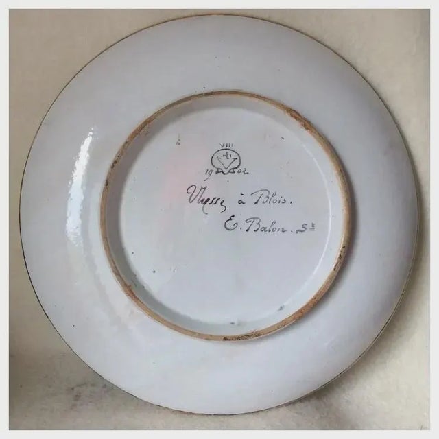 Late 19th Century Antique French Blois Faïence, Majolica Charger, Ermine, Artist Emile Balon For Sale - Image 5 of 6