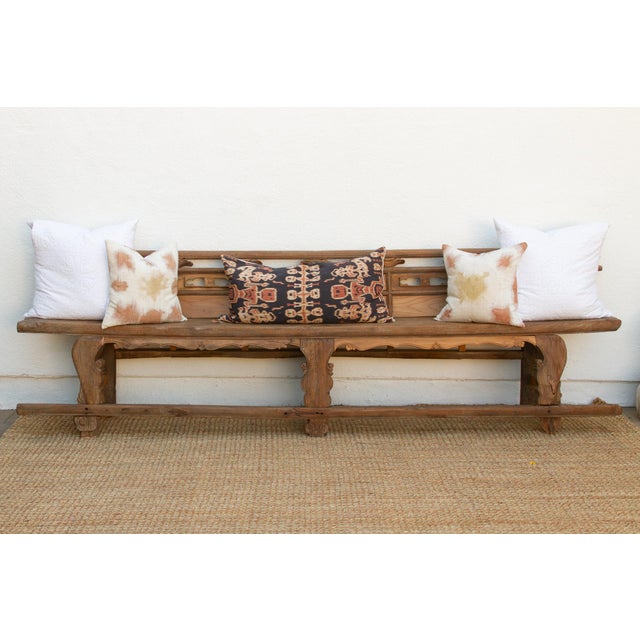 Chinese Rare 18th Century Oxidized Elm Theater Bench For Sale - Image 3 of 17