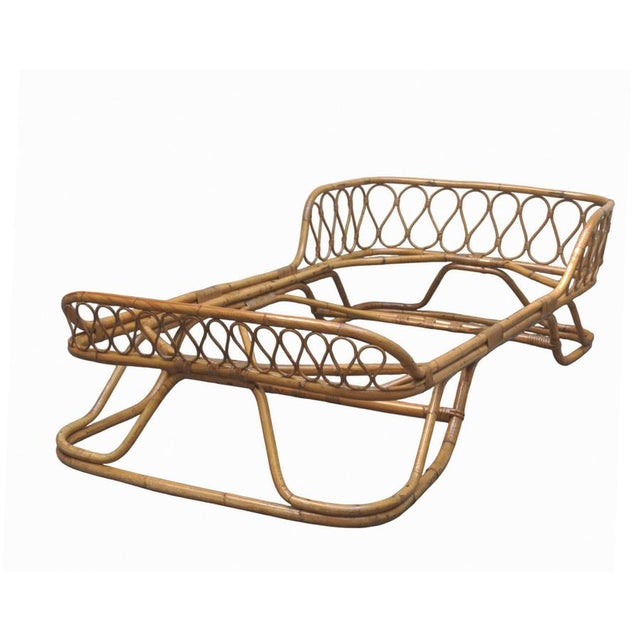 Tan Wicker and Bamboo Daybed attributed to Tito Agnoli, Italy, 1960s For Sale - Image 8 of 8