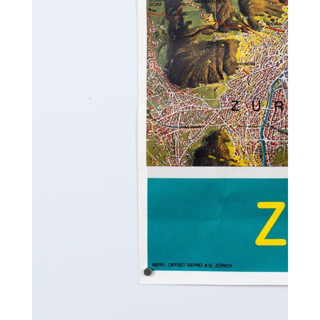 Blue Lake Zurich Travel Poster by M. Bieder, 1978 For Sale - Image 8 of 10
