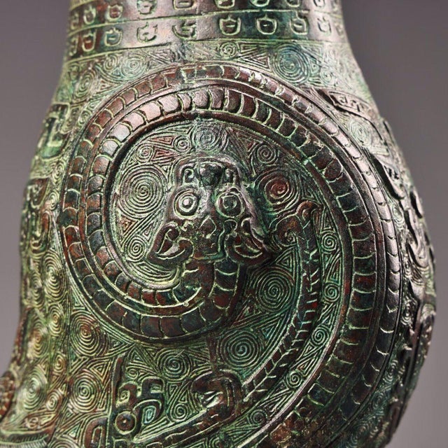 Bronze Late 19th Century Bronze Owl-Form Ritual Vessel With Lid, 1850g, Archaic Motifs For Sale - Image 8 of 10