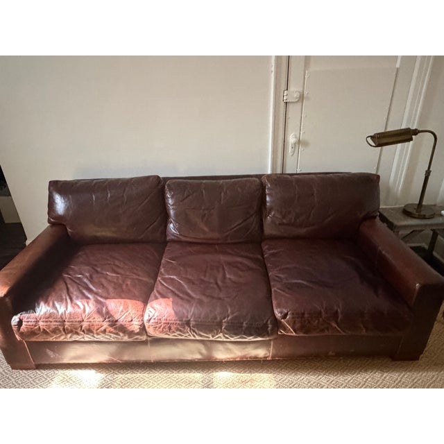 Restoration Hardware Restoration Hardware Maxwell Premium Leather Queen Sleeper Sofa – Down-Filled – 84" For Sale - Image 4 of 9