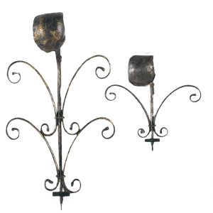 Handmade Wrought Iron Wall Sconces, Set of 2
