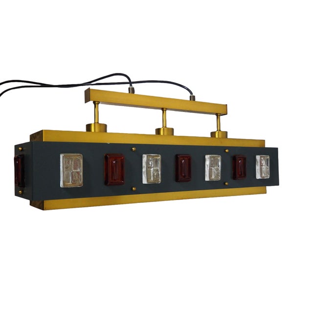 Mid-Century Modern Scandinavian Pendant Lamp in Brass with Lacquered Steel and Glass, 1960s For Sale - Image 14 of 14