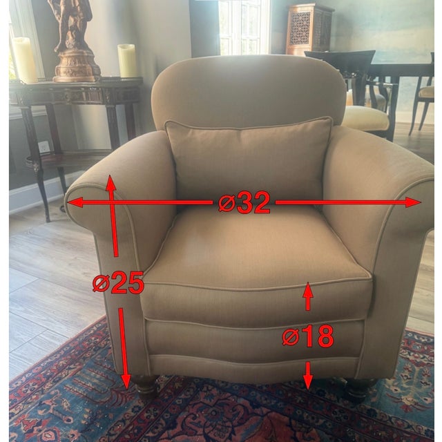 Pair of Designer Lounge Chairs Newly Upholstered in Holland & Sherry Polished Wool For Sale - Image 9 of 9