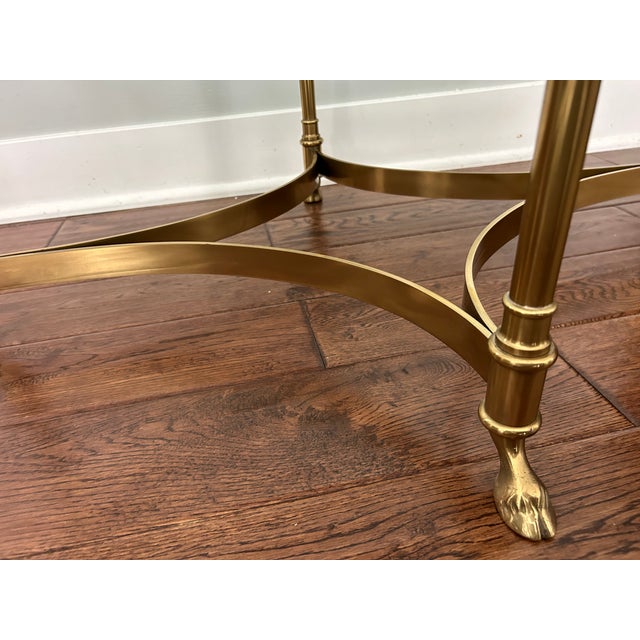 Brass Mid Century LaBarge Petite Oval Brass and Glass Coffee Table For Sale - Image 8 of 11