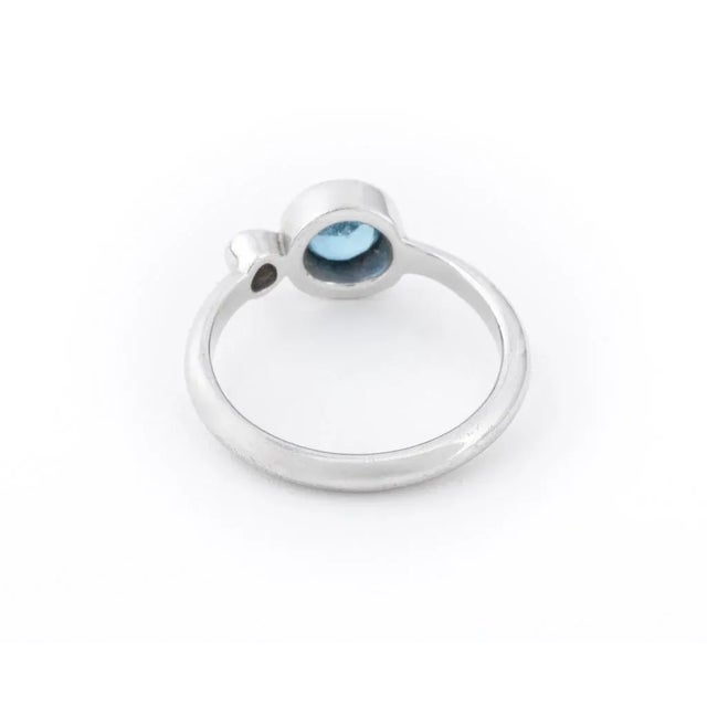 18k White Gold Aquamarine Diamond Ring For Sale - Image 4 of 8