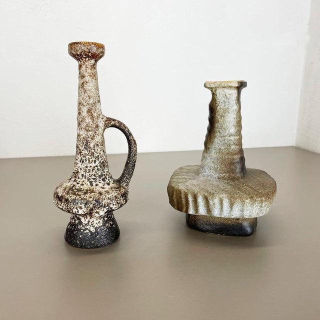 Ceramic vases set of 2 Producer: VEST Ceramics, Netherlands. Decade: 1970s. Set of 2 original. Vintage Studio Pottery...