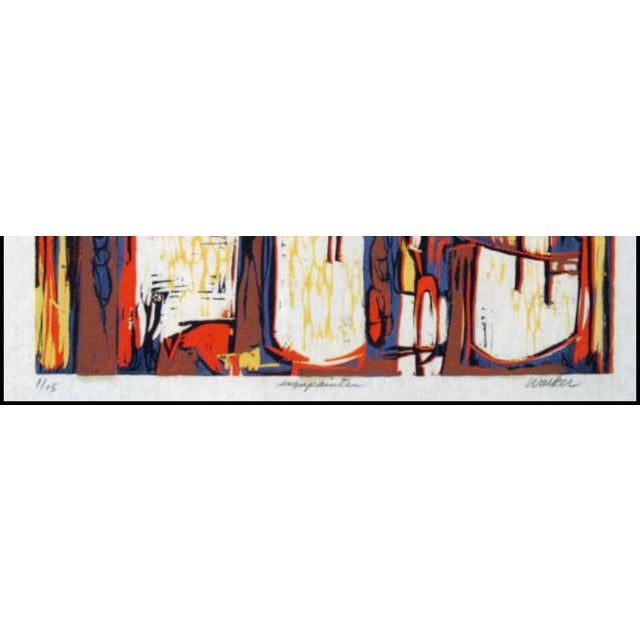 This is an original multi - color woodcut by artist CLAY WALKER; ( 1924 - 2008). This woodcut was done between 1956-57. It...