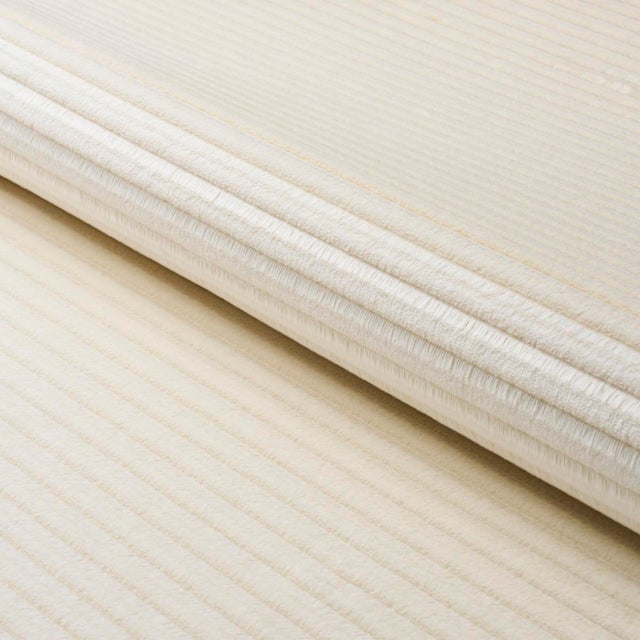 SAMPLE - Schumacher Petite Channeled Velvet Fabric In Ivory For Sale