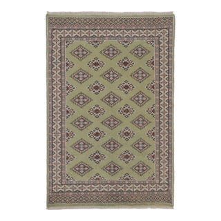 Vintage Bokhara Rug in Soft Sage Green With Geometric Patterns - Rug & Kilim For Sale