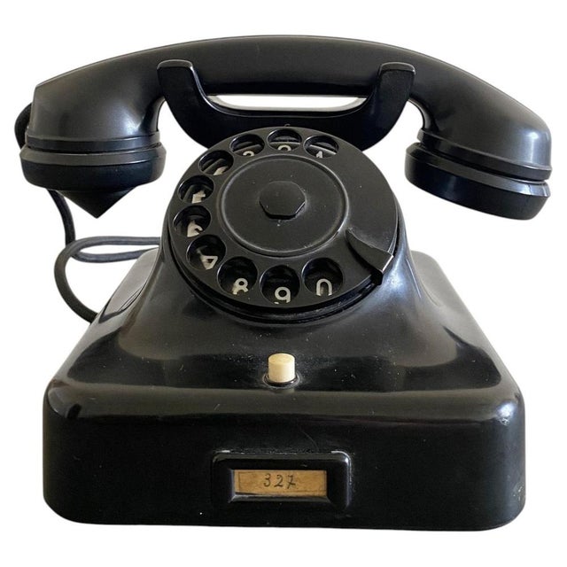 Mid-Century Italian Black Bakelite Table Phone with Handset, 1950 For Sale - Image 17 of 17