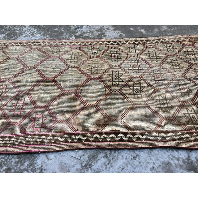 Textile 1960s Vintage Handwoven Tribal Kilim Rug - 5′1″ × 11′7″ For Sale - Image 7 of 11