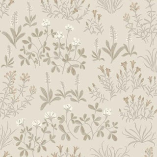 SAMPLE - Boråstapeter Noras Äng Wallpaper In Stone For Sale