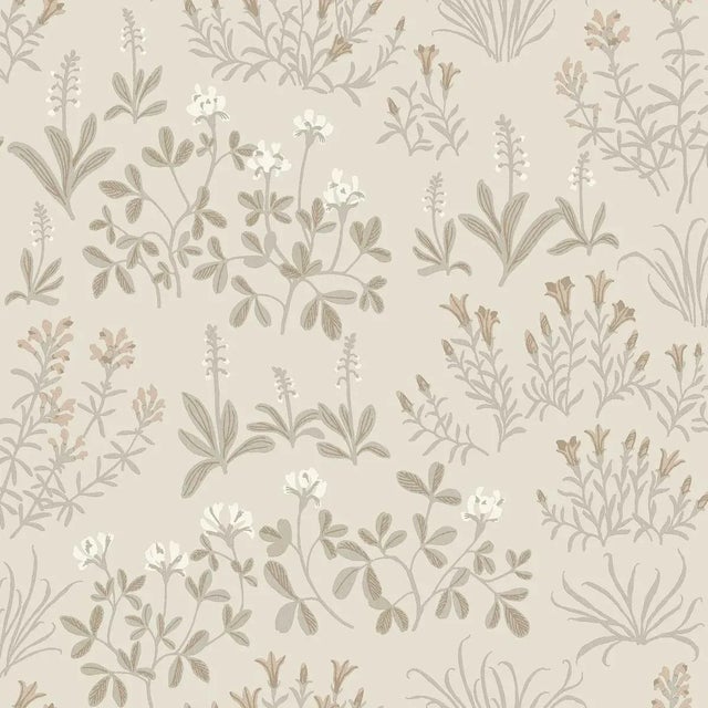 SAMPLE - Boråstapeter Noras Äng Wallpaper In Stone For Sale
