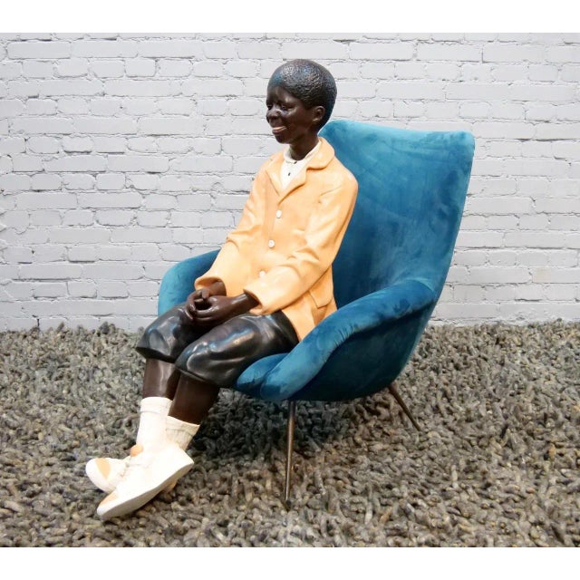 French Plush Armchair, 1950s For Sale - Image 5 of 14