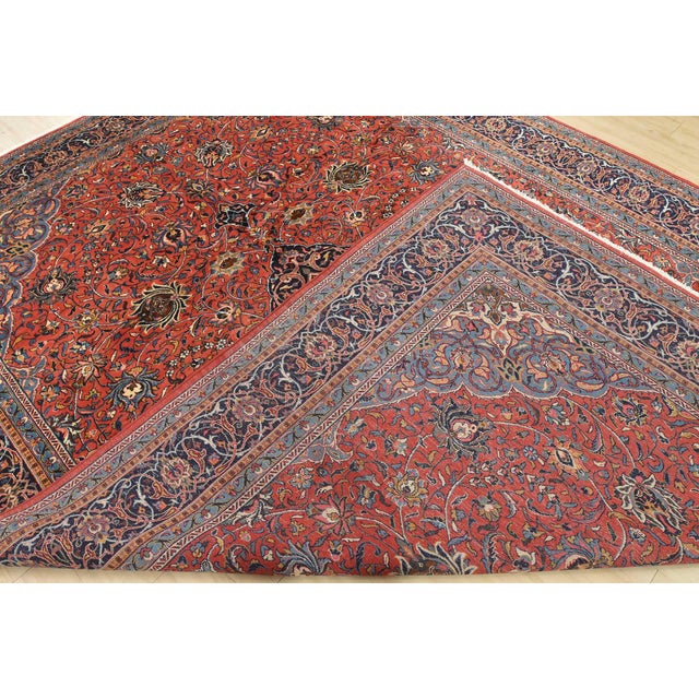 Sarouk Rug 9’10” X 13’2” Red Wool Vintage Traditional Hand-Knotted Carpet For Sale - Image 14 of 15