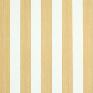 Sample - Schumacher Edwin Stripe Medium Wallpaper in Wheat For Sale