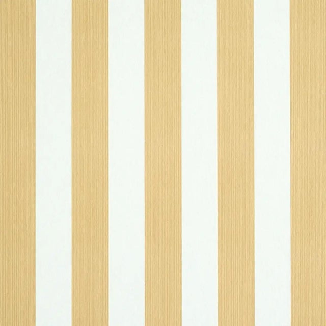 Sample - Schumacher Edwin Stripe Medium Wallpaper in Wheat For Sale
