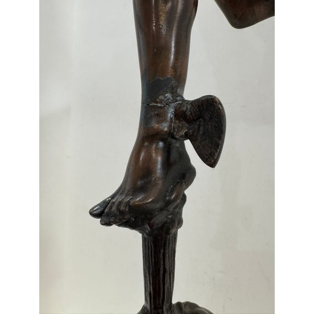 Late 19th Century Late 19th Century Large Patinated Bronze Mercury After Giambologna Candelabra Sculpture For Sale - Image 5 of 13