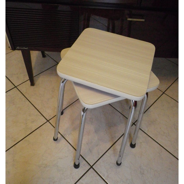 Scandinavian Style Stools in Formica and Chrome-Plated Steel, 1950s-1960s, Set of 2 For Sale - Image 9 of 14