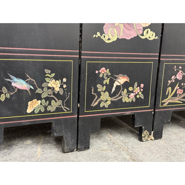 Chinese Coromandel Imperial Palace Courtyard Scene Six-Panel Screen For Sale - Image 10 of 12