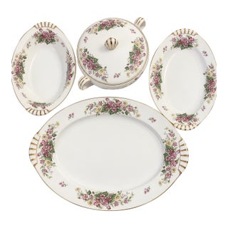 Vintage Narumi Japan Floral Porcelain 4-Piece Serving Set For Sale
