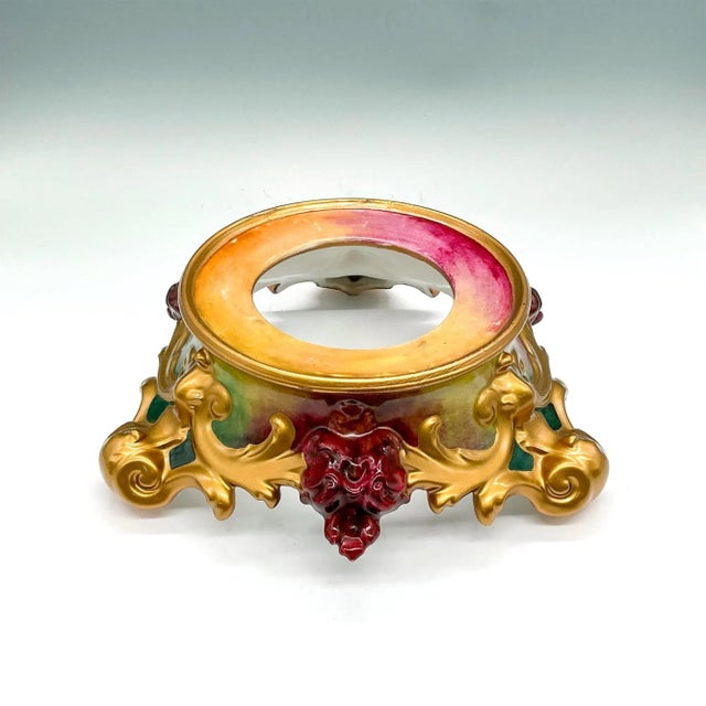 Ceramic French Hand Painted & Gilt Limoges Porcelain Jardiniere / Base For Sale - Image 7 of 10
