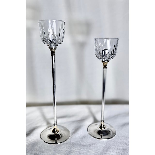 Hollywood Regency Vintage Silver Plate Stem Cordial Glasses With Silver Tone Bases – Set of 2 For Sale - Image 3 of 7