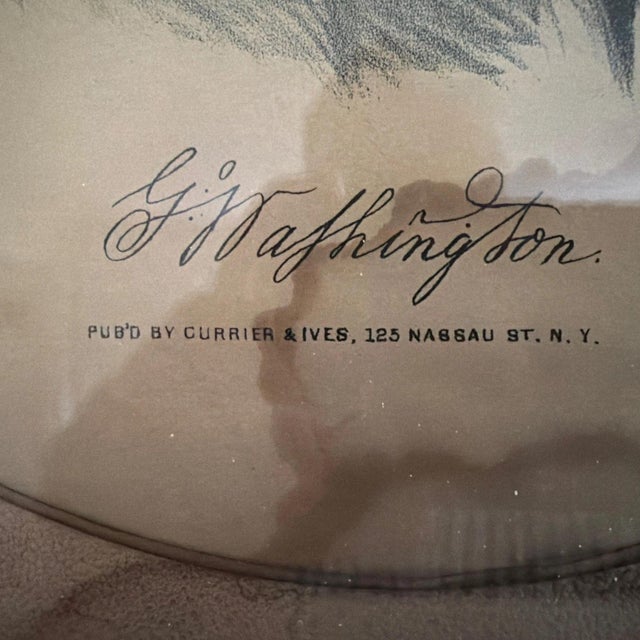 Antique Currier & Ives 19th Century Print of George Washington (Original Frame). As shown, there is some damage to outer...