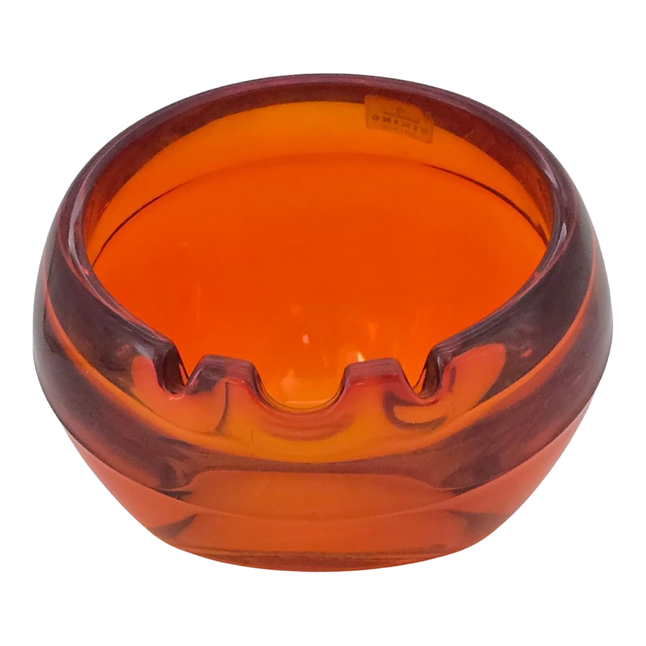 Viking Glass Orb Ashtray in Persimmon Orange | Chairish