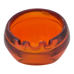 Viking Glass Orb Ashtray in Persimmon Orange