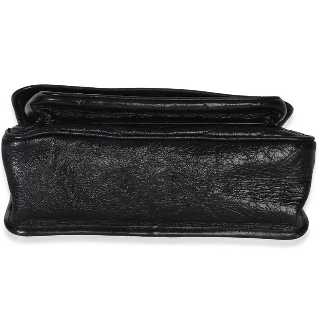 Yves Saint Laurent Black Crinkled Calfskin Matelasse Medium Niki Chain Satchel For Sale - Image 4 of 8