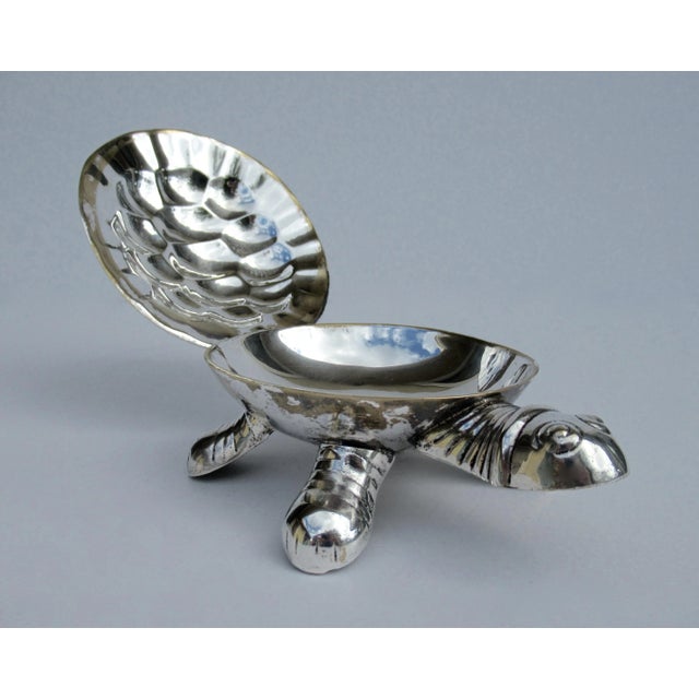 Metal Vintage Silver Plate Lidded Turtle Keepsake Box For Sale - Image 7 of 13