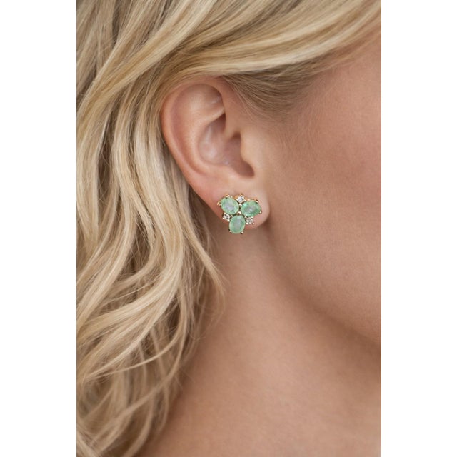 Bochic “Orient” Vintage Emerald & Rose Cut Diamond Earrings Set 18K Gold & Silver For Sale In New York - Image 6 of 11