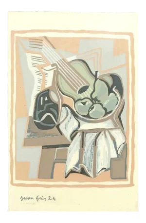 Guitarra Frutero y Garrafa - Original Pochoir After Juan Gris - 1986 1986