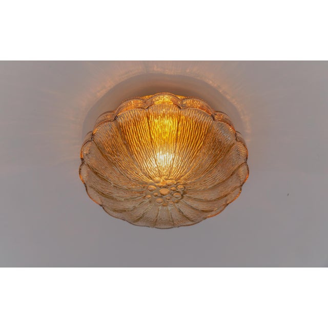 Mid-Century Modern Amber Bubble Glass Flush Mount Lamp, 1960s For Sale - Image 4 of 10