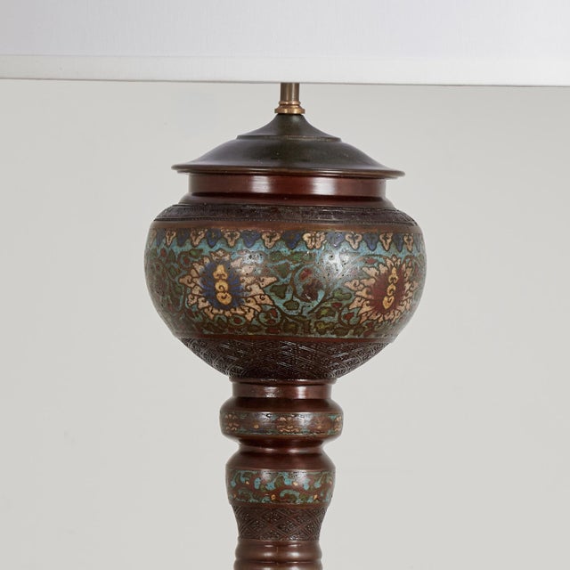 Victorian Antique Bronze Champleve Floor Lamp For Sale - Image 3 of 9