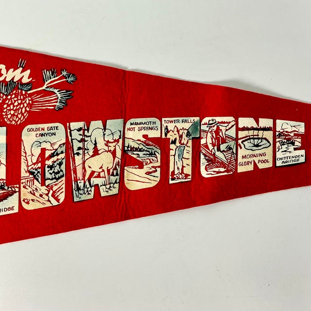 1950s Vintage Americana Boho Chic Rustic Yellowstone Felt Pennant. For Sale - Image 6 of 12